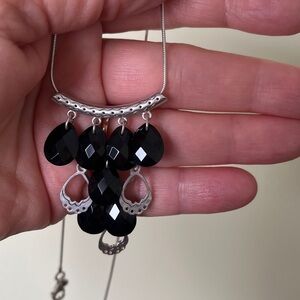 Silpada Silver Necklace with Black Agate Accents